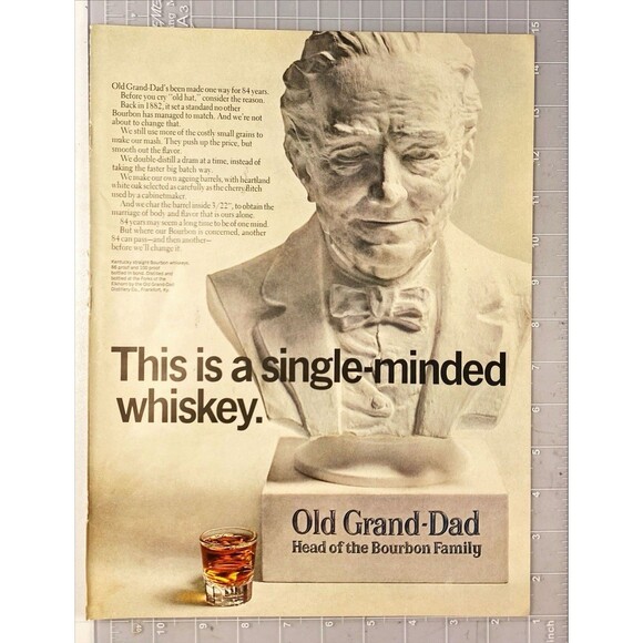 Old Grand-Dad Bourbon Whiskey "A single-minded whiskey" Vintage Print Ad 1966 - Picture 2 of 3